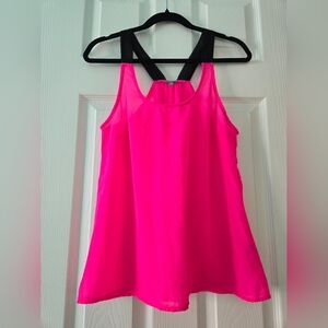 Charlotte Russe Sheer Hot Pink and Black Tank Top